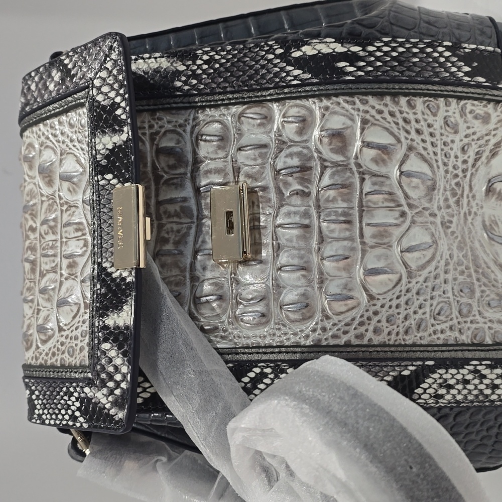 ✅ Brahmin MARGO CHARCOAL NOTTINGHAM Leather Satchel ✨NWT, COA, DUST BAG - Picture 12 of 16